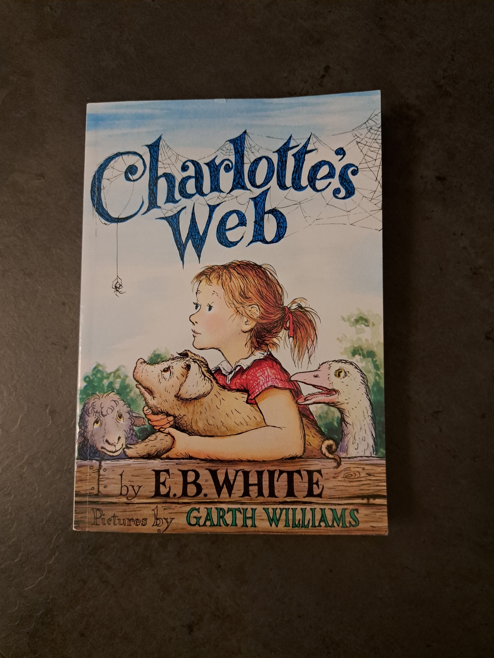 Charlotte's Web by E.B. White - Illustrated Paperback - Blue/cream cover